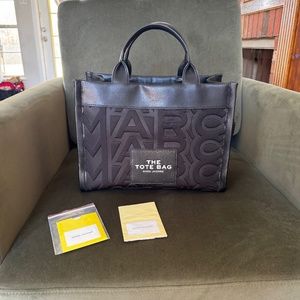 LIKE NEW Mark Jacobs Neoprene Monogram Large Black Tote Bag Purse